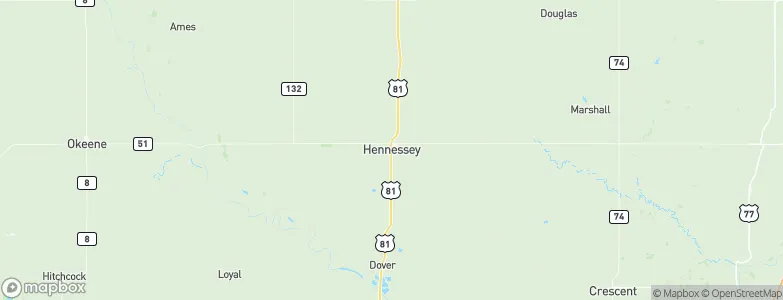 Hennessey, United States Map