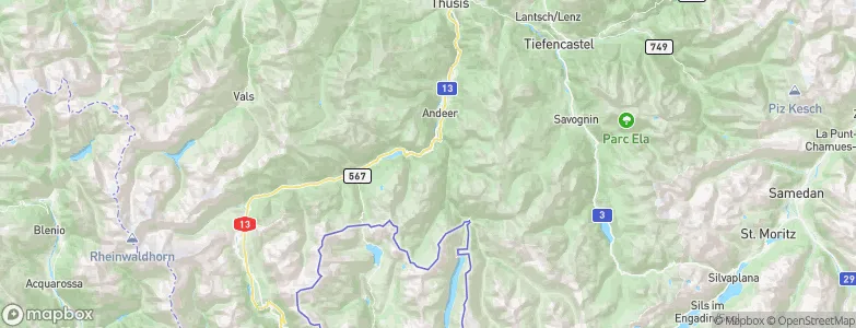 Hinterrhein District, Switzerland Map