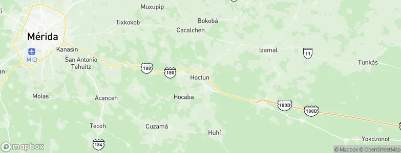 Hoctun, Mexico Map