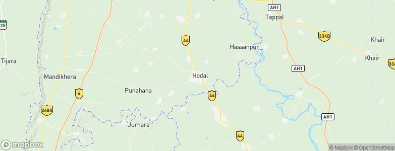 Hodal, India Map