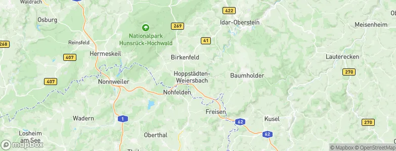 Hoppstädten-Weiersbach, Germany Map