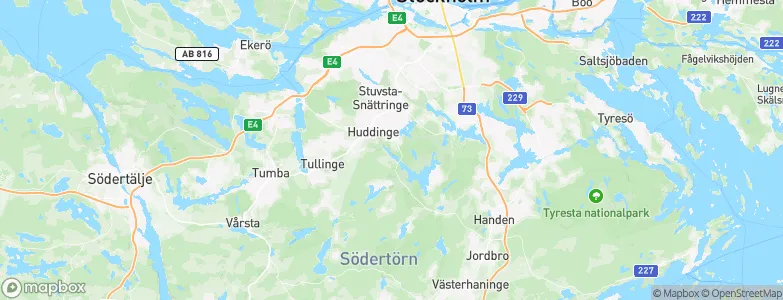 Huddinge Municipality, Sweden Map