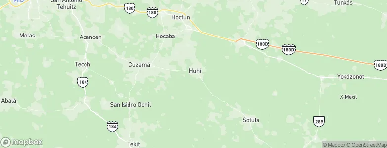 Huhi, Mexico Map