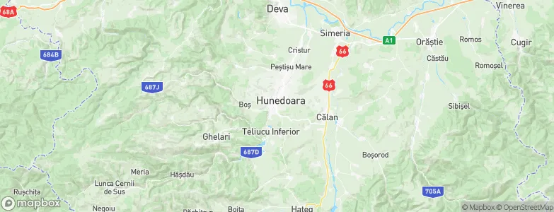 Hunedoara, Romania Map