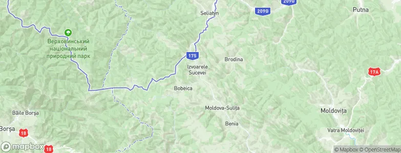 Izvoarele Sucevei, Romania Map