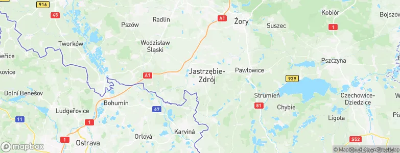 Jastrzębie Dolne, Poland Map