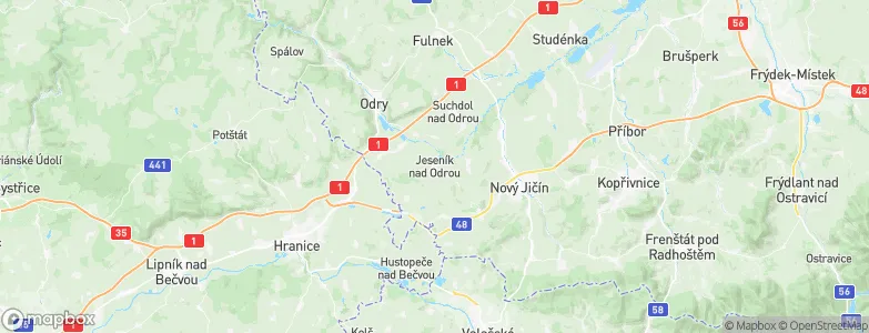 Jeseník nad Odrou, Czechia Map
