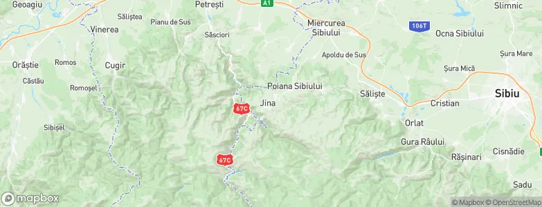 Jina, Romania Map