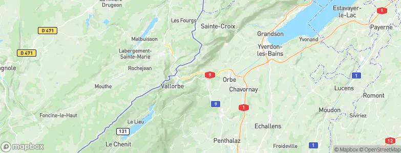 Jura-Nord vaudois District, Switzerland Map