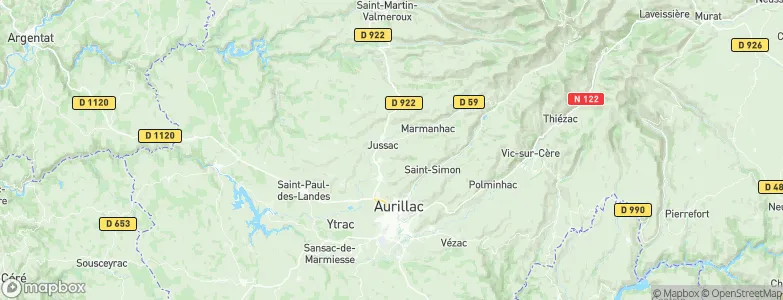 Jussac, France Map