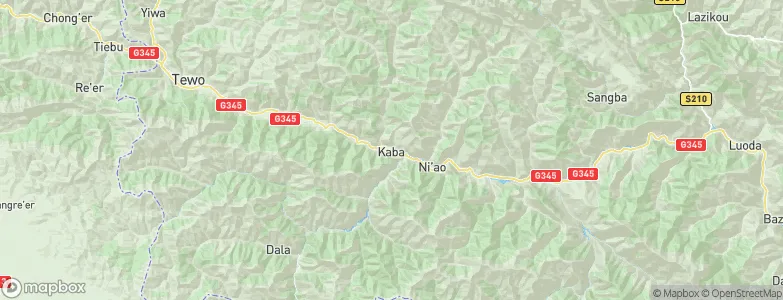 Kaba, China Map