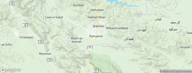Kāmyārān, Iran Map