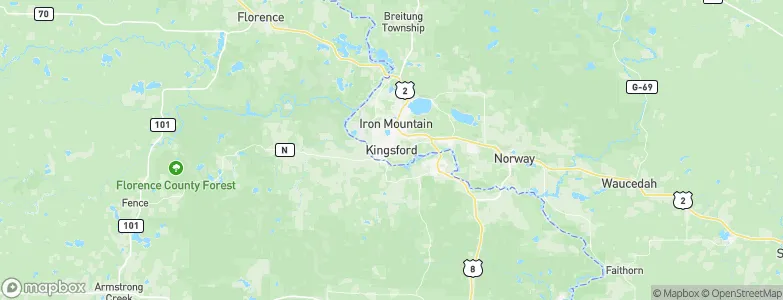 Kingsford, United States Map
