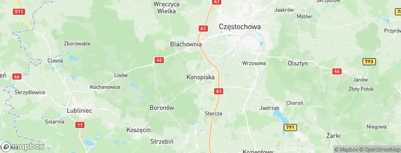 Konopiska, Poland Map