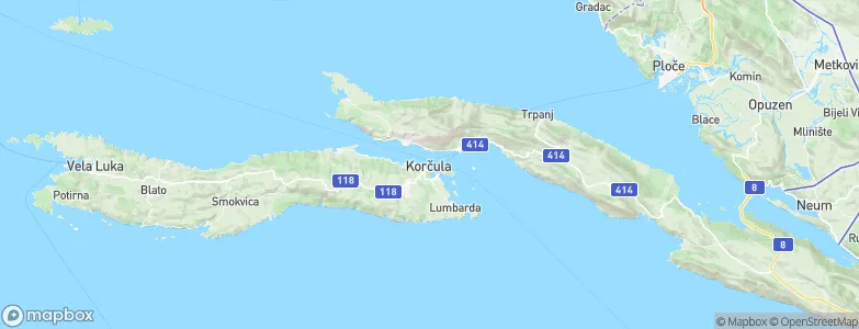 Korčula, Croatia Map