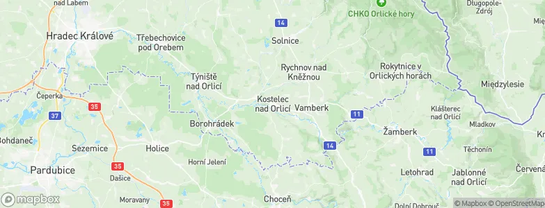 Kostelec nad Orlicí, Czechia Map