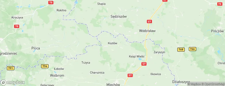 Kozłów, Poland Map