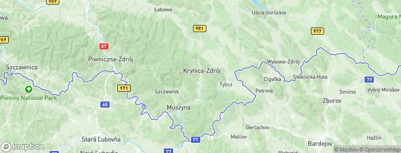 Krynica-Wieś, Poland Map