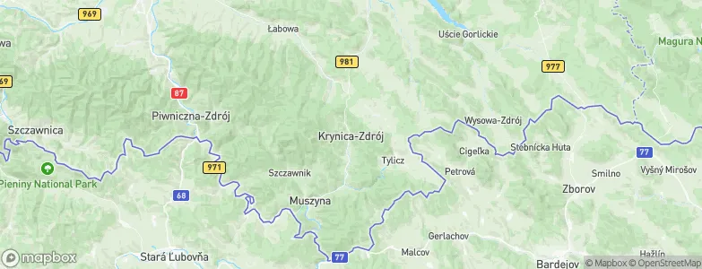 Krynica-Zdrój, Poland Map