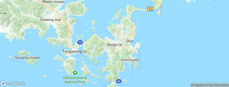 Kŏje, South Korea Map