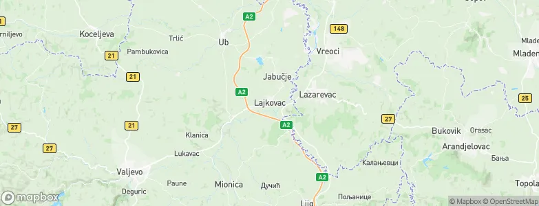 Lajkovac, Serbia Map