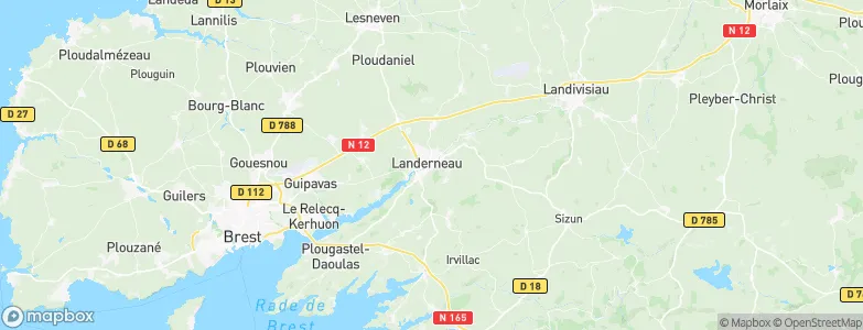 Landerneau, France Map
