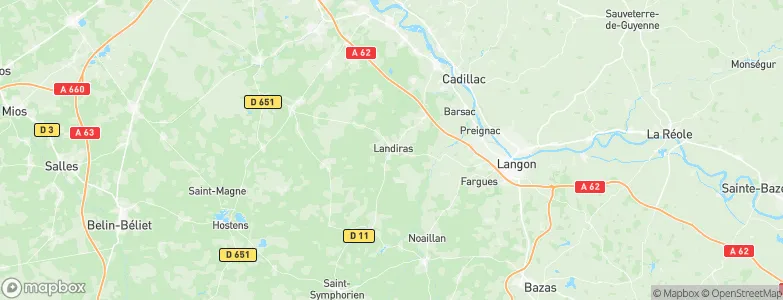 Landiras, France Map