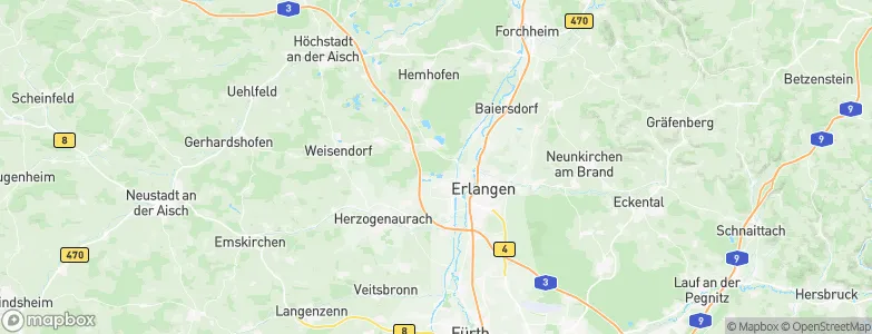 Landkreis Erlangen-Höchstadt, Germany Map