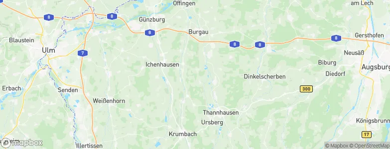 Landkreis Günzburg, Germany Map