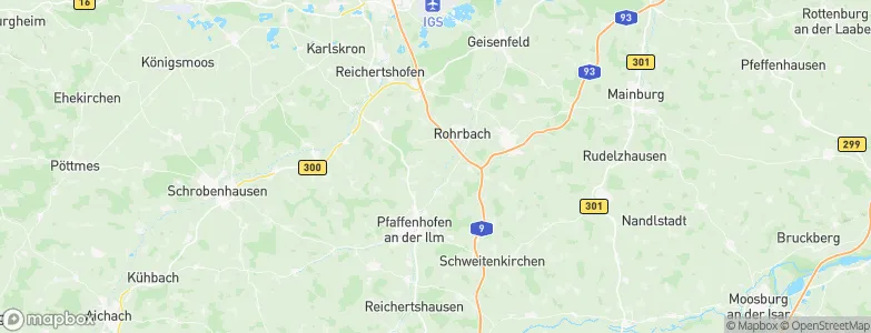 Landkreis Pfaffenhofen an der Ilm, Germany Map