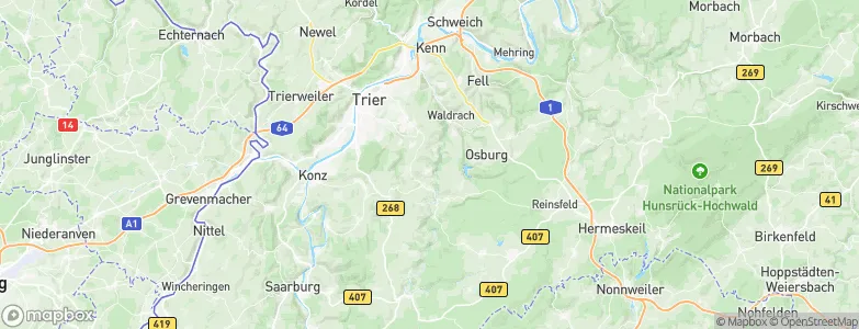 Landkreis Trier-Saarburg, Germany Map
