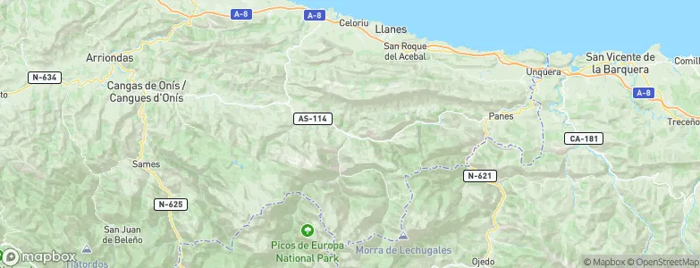 Las Arenas de Cabrales, Spain Map