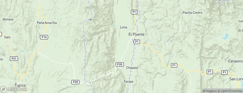 Las Carreras, Bolivia Map