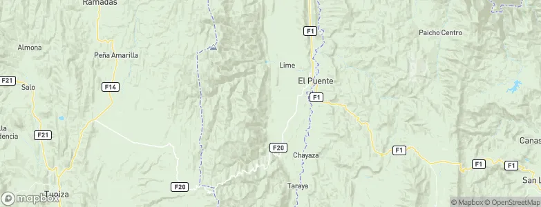 Las Carreras, Bolivia Map