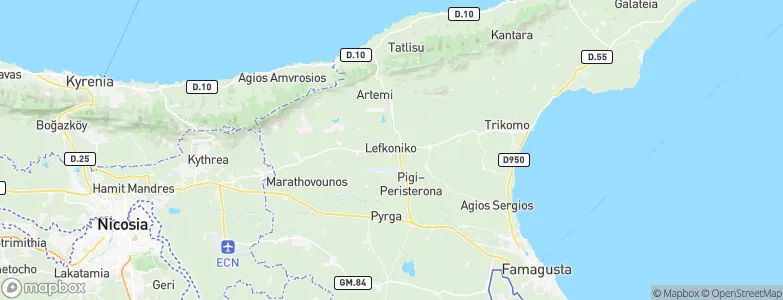 Lefkónoiko, Cyprus Map