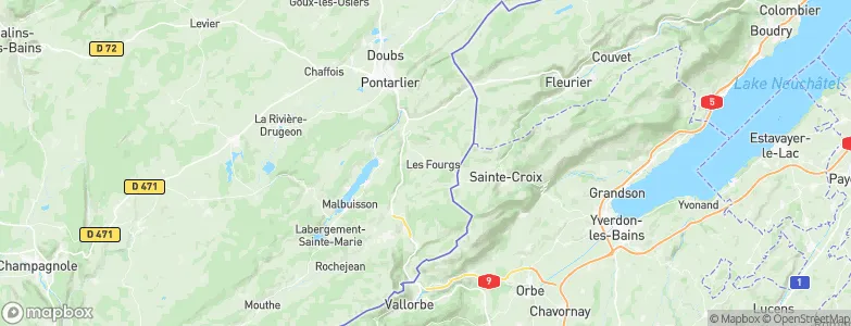 Les Fourgs, France Map