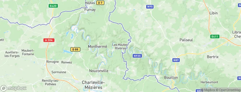 Les Hautes-Rivières, France Map