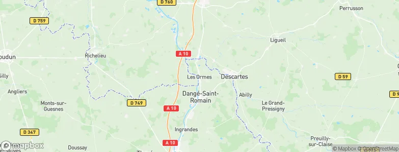 Les Ormes, France Map