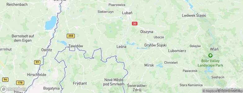 Leśna, Poland Map