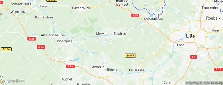 Lestrem, France Map