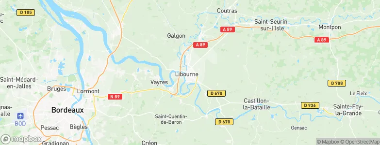 Libourne, France Map