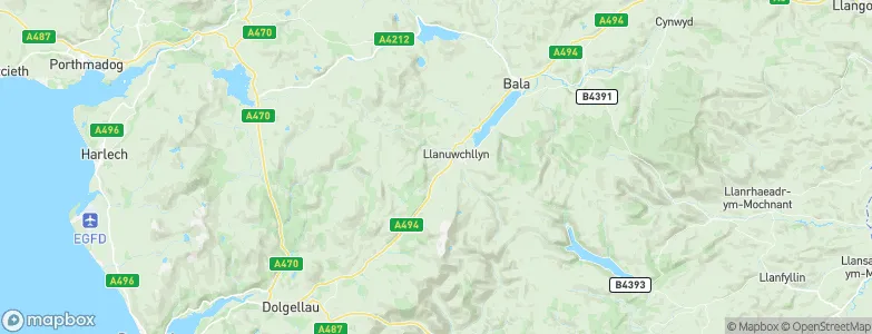 Llanuwchllyn, United Kingdom Map
