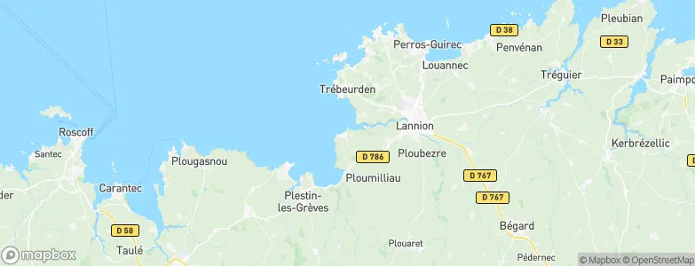 Locquémeau, France Map