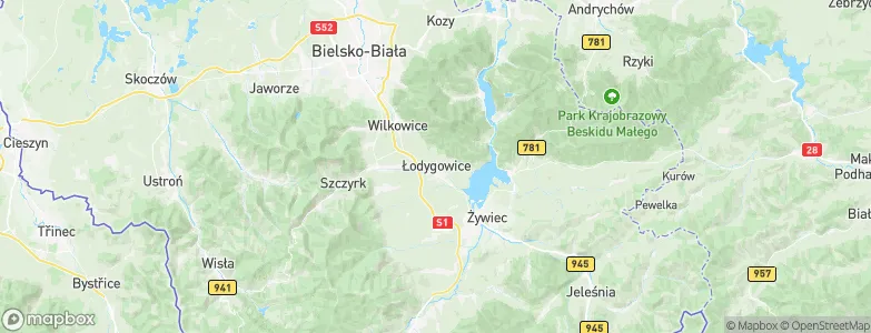 Łodygowice, Poland Map