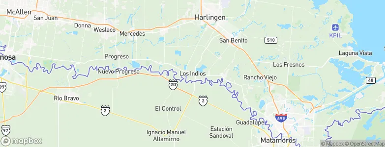 Los Indios, United States Map