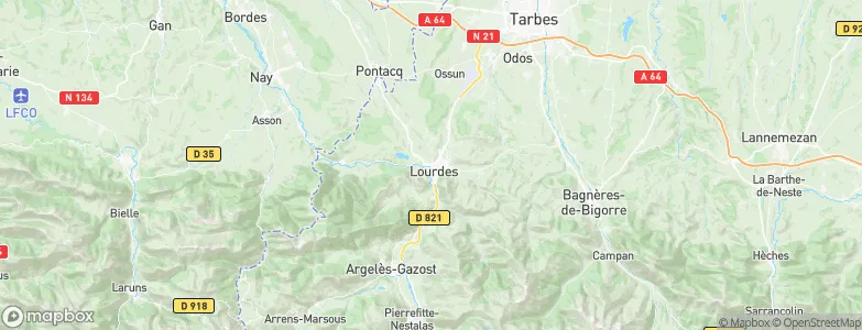 Lourdes, France Map