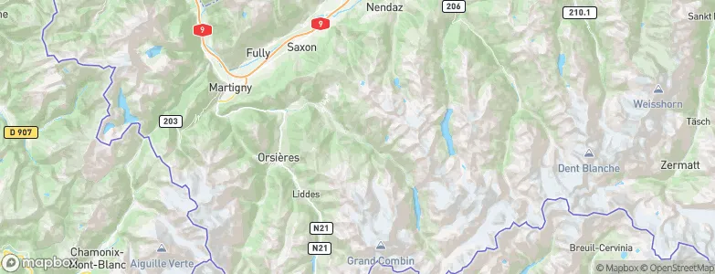 Lourtier, Switzerland Map