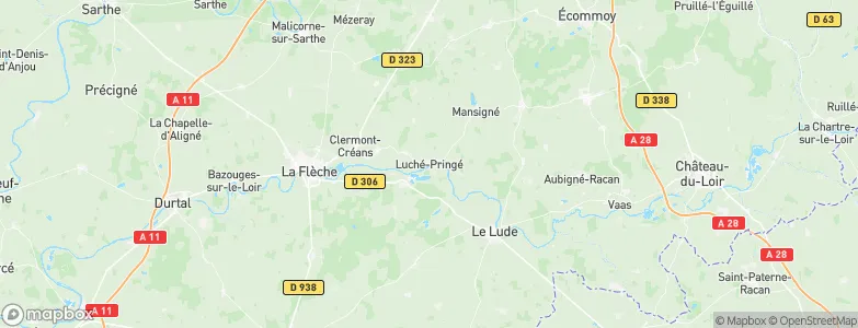 Luché-Pringé, France Map