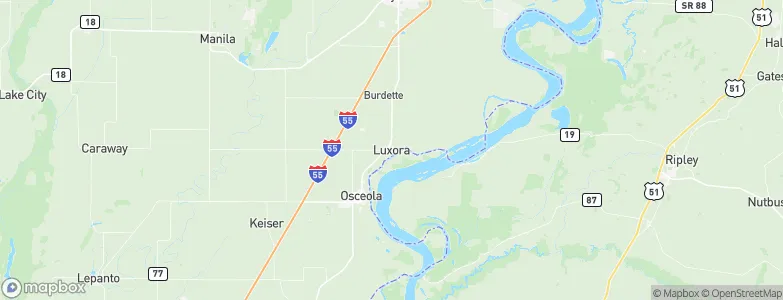 Luxora, United States Map