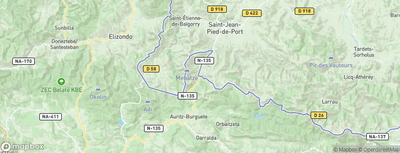 Luzaide/Valcarlos, Spain Map